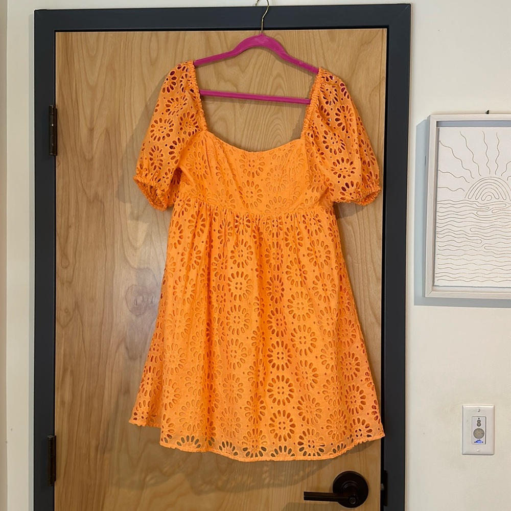 Orange eyelet dress